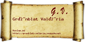 Grünblat Valéria névjegykártya